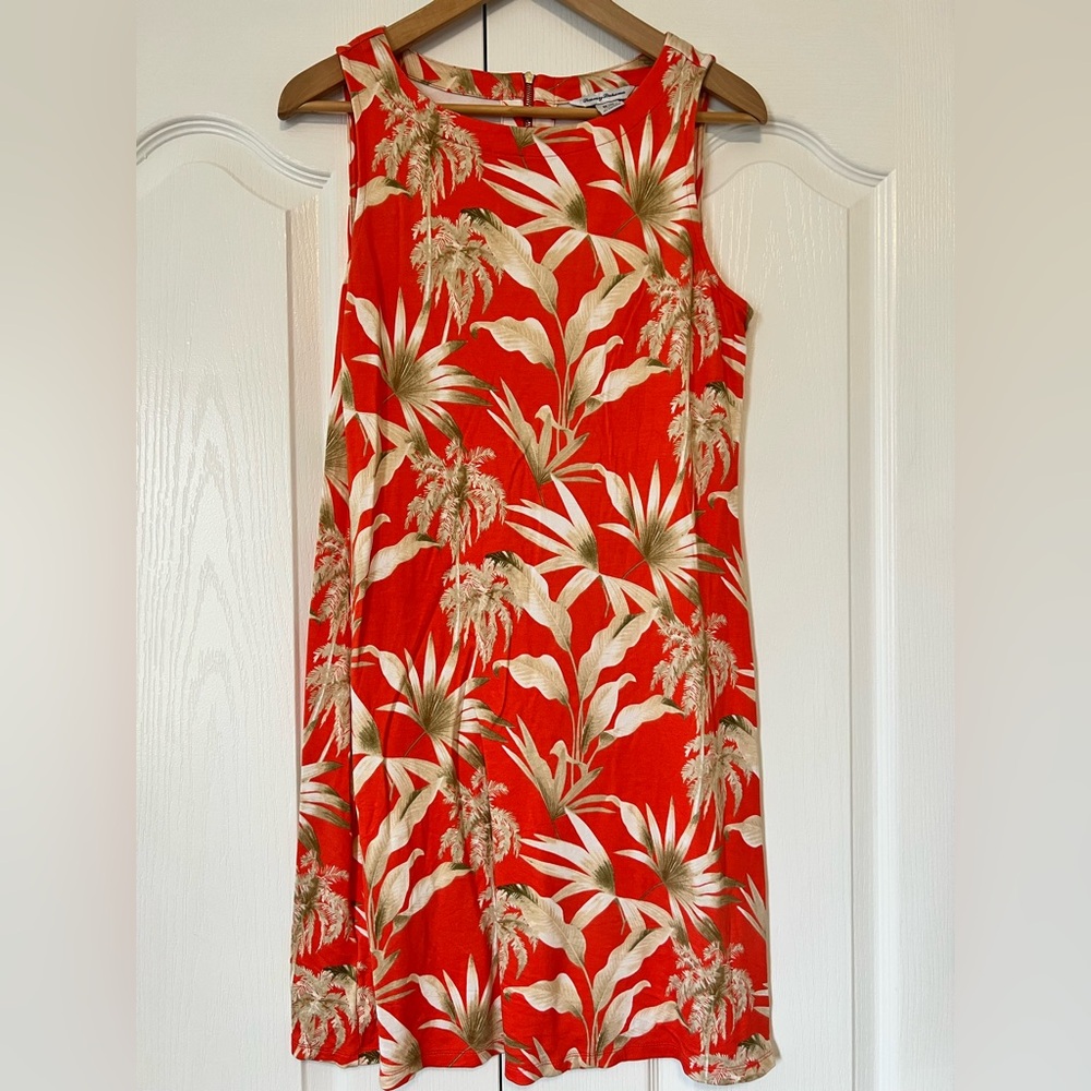 Tommy Bahama Red and Tan Tropical Dress